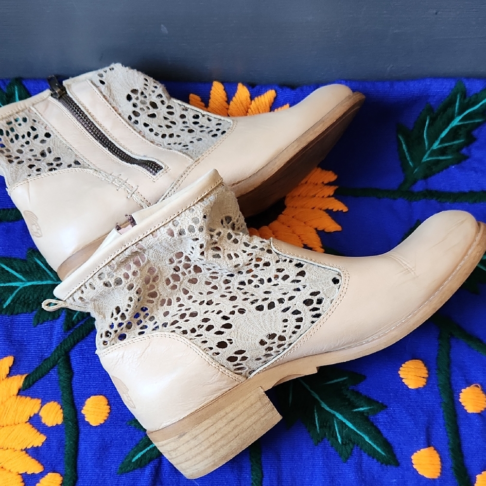 Crochet Leather Cool Way Anthropologie Booties Rodeo Western Festival Boho